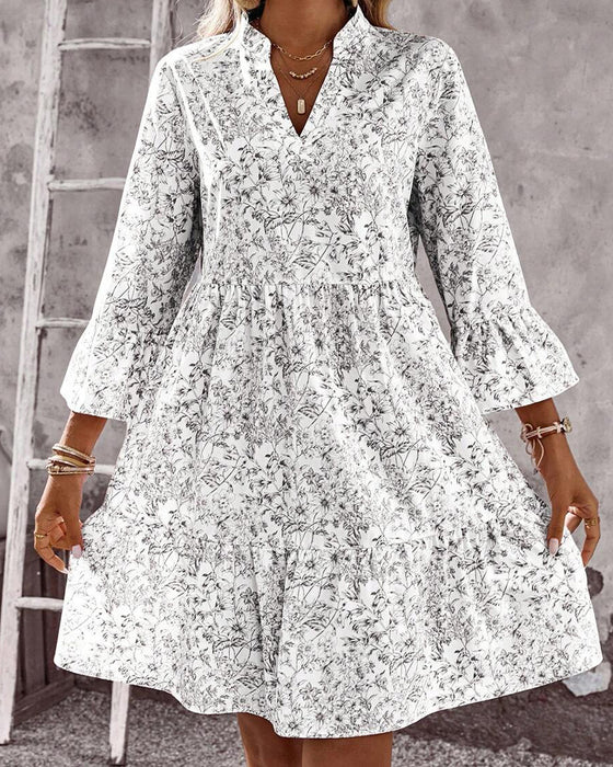 Floral V-Neck Cake Dress