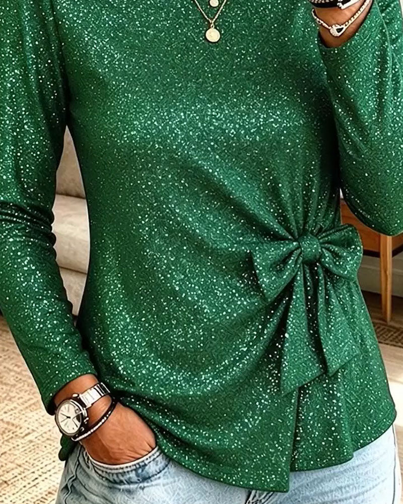 Side Bow Shirred Waist Top