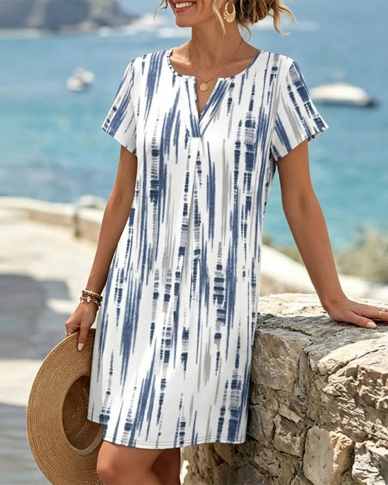 Casual Striped V-Neck Dress