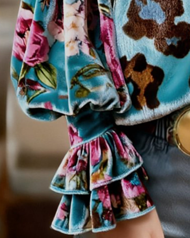 Leopard Print Fashion Bell Sleeve Blouse