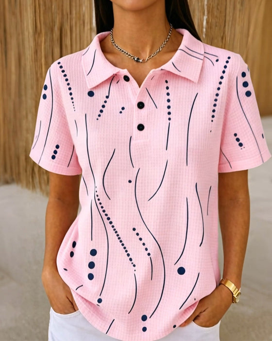 Polo Collar Line Button Blouse