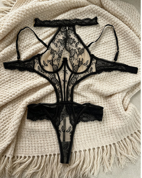 Sheer Halter Bodysuit Lingerie