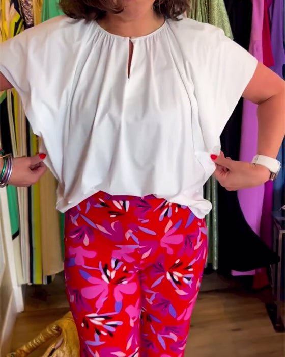 Casual solid color pleated top