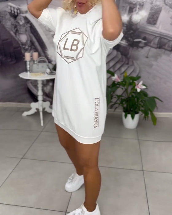 Hooded Lettering Printed Sports Dress