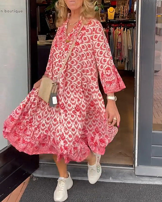 Fish scale print casual dress