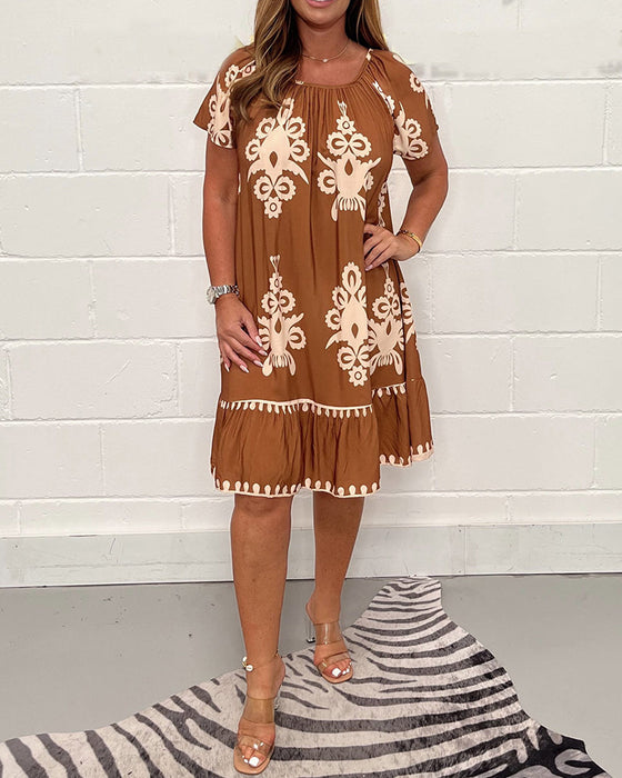 Printed round neck dress