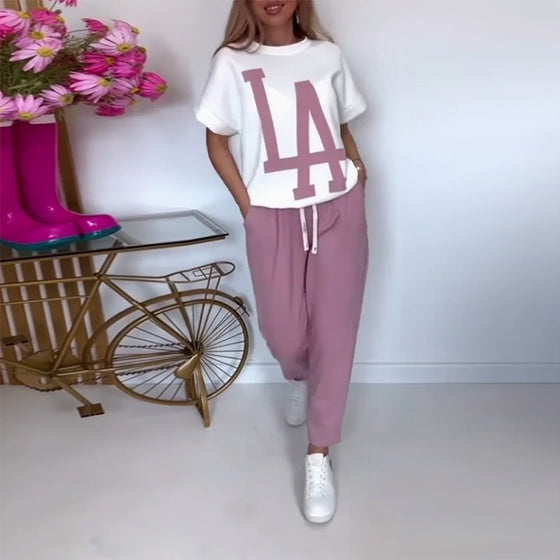 Casual Letter Print Sports Set