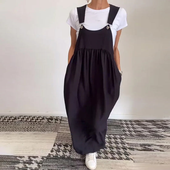 Casual Solid Color Suspender Dress