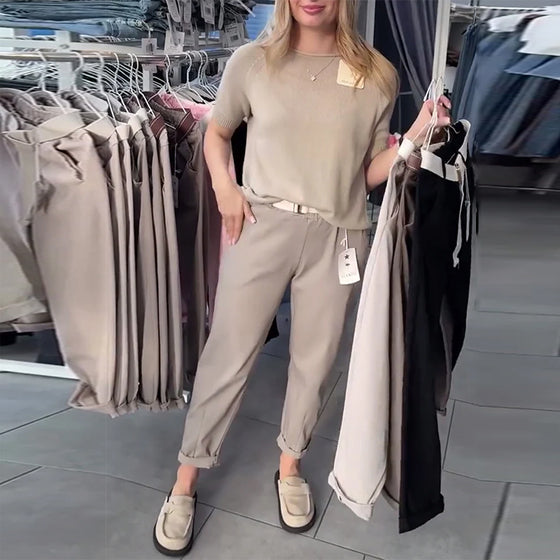 Solid Color Casual Straight Pants