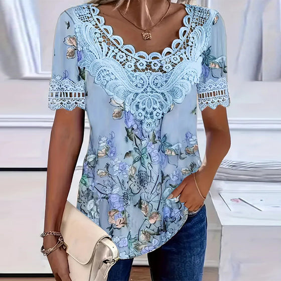 Floral Print Fashion Short Sleeve T-Shirt