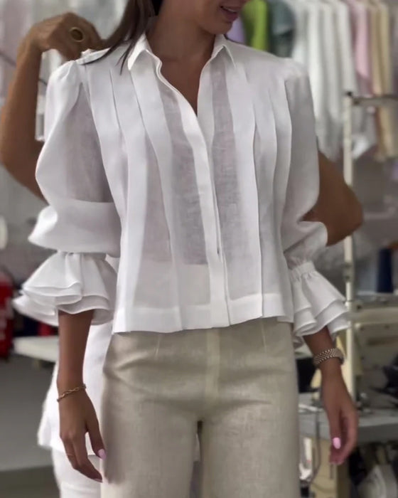Puff Sleeve Ruffle Shirt