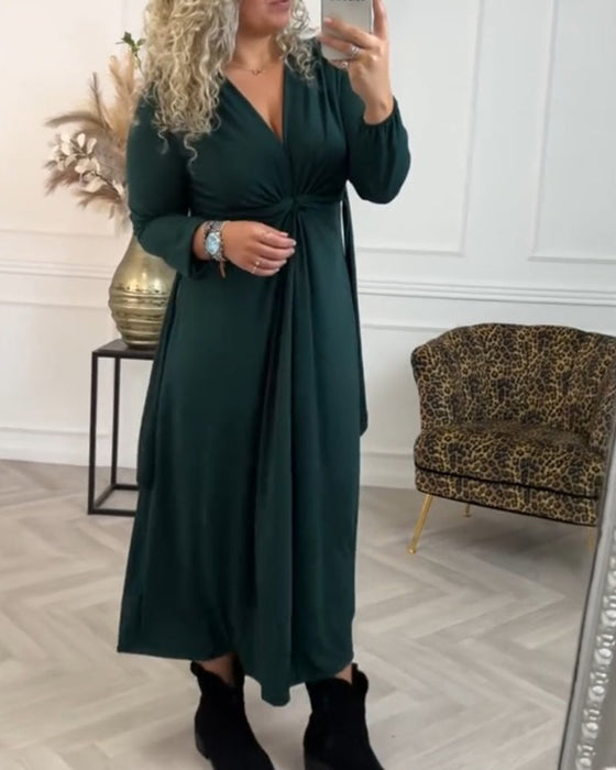 Sexy solid color Dress with Long Sleeve