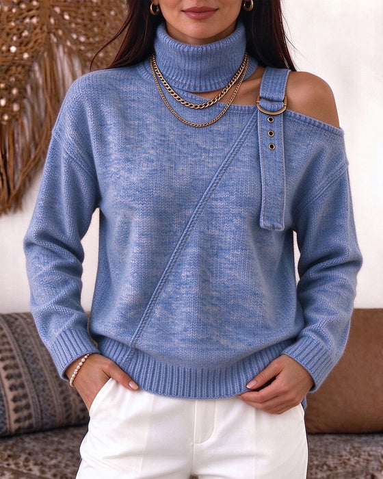 Turtleneck Long Sleeve Fashionable Pullover