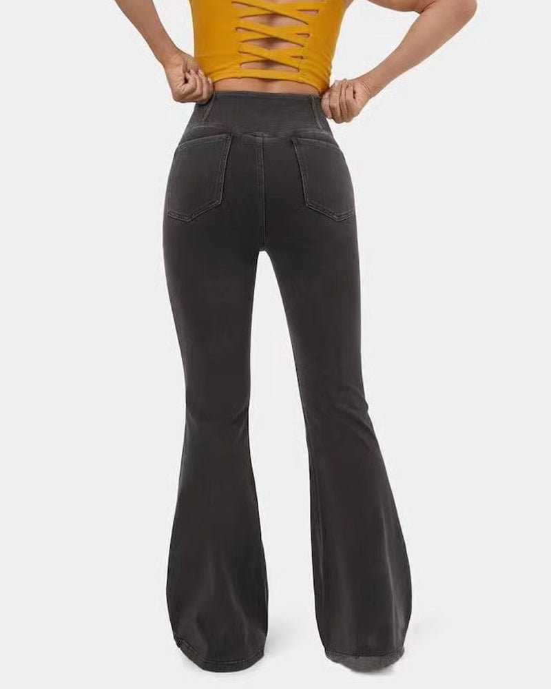 High Stretch Fashion Pocket Flare Pants