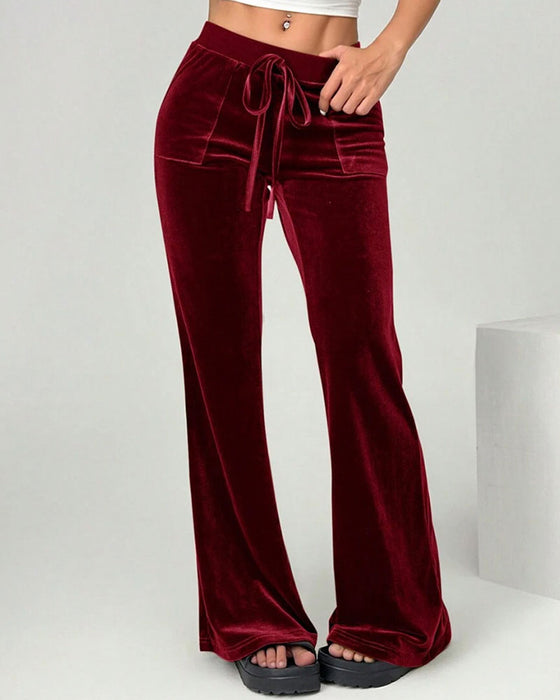 Velvet Long Flared Pants