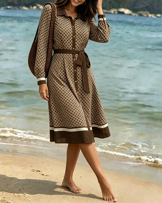 Argyle Shirt Tie Mid-Length Dress