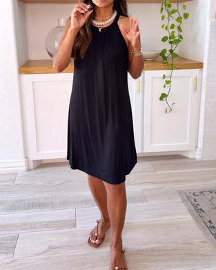 Casual Strappy Solid Color Dress