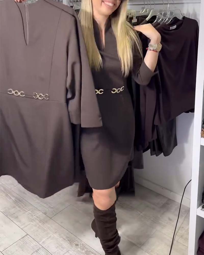 Elegant Stand Collar Straight Dress