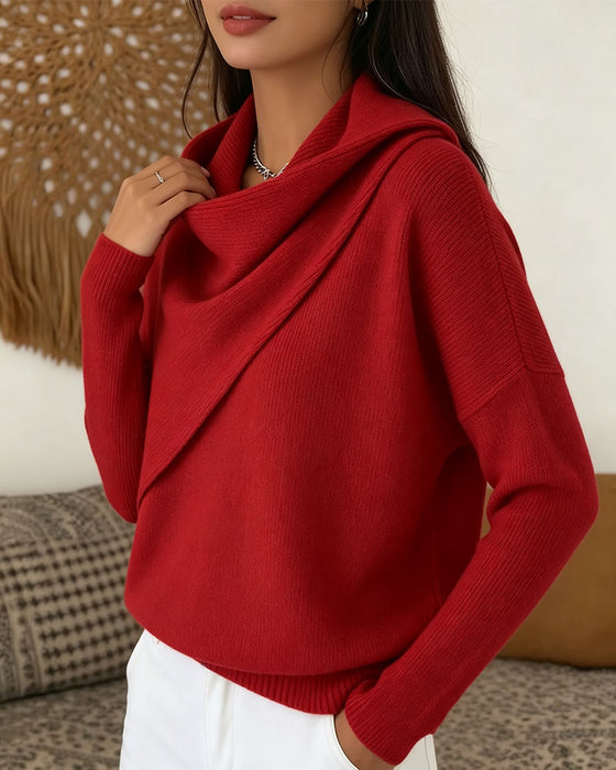 Stylish Mock Neck Long Sleeve Knit Pullover