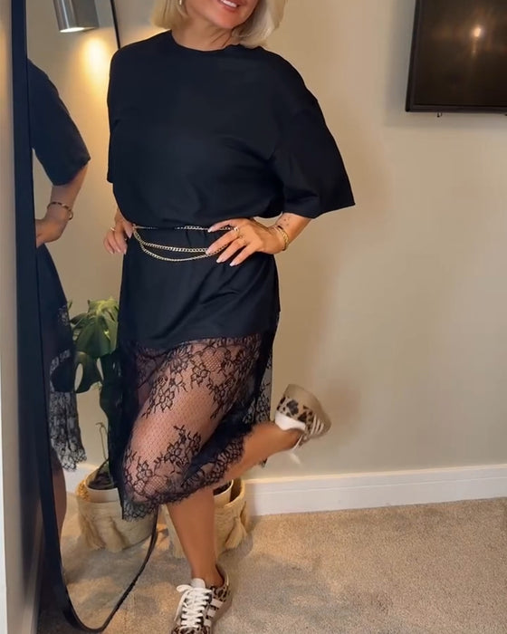 Crew Neck Fashion Casual Dress