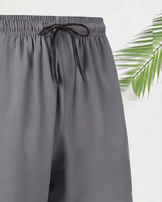 Drawstring Zipper Elastic Waist Shorts