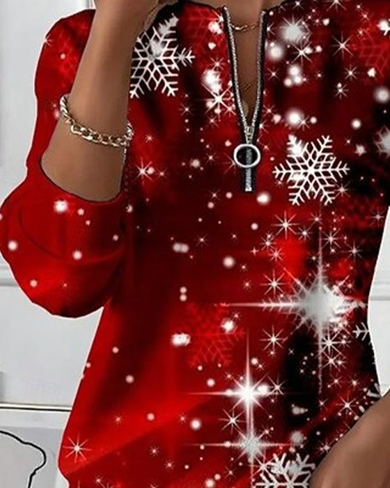 Christmas Snowflake Half-Zip Sweatshirt
