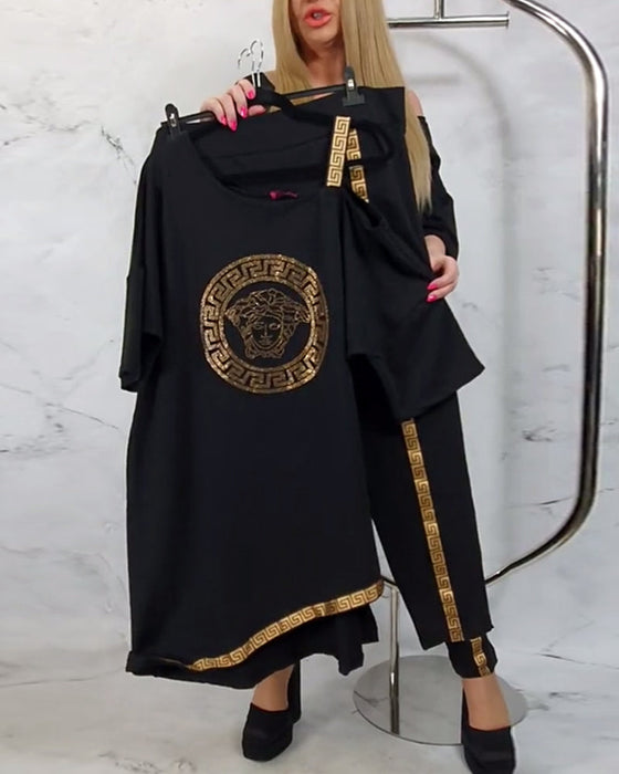 Casual printed irregular two-piece suit