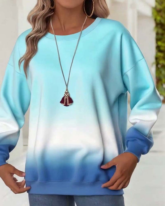 Casual Gradient Crew Neck Sweatshirt