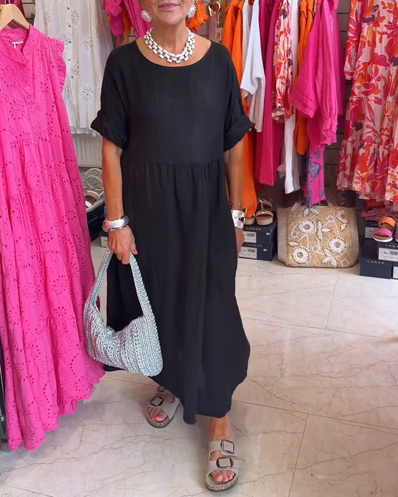 Pleated Casual Solid Dress