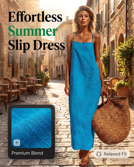 Solid Color Spaghetti Strap Maxi Dress