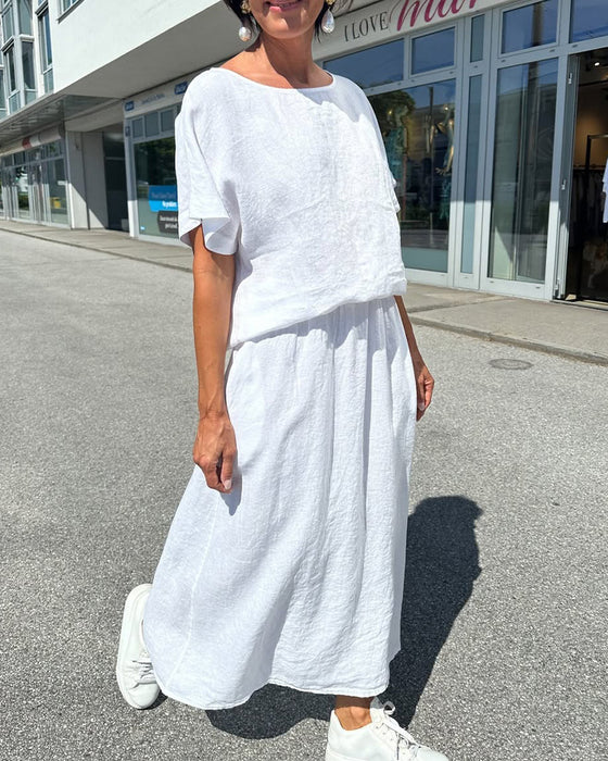 Solid Color Cotton And Linen Casual Suit