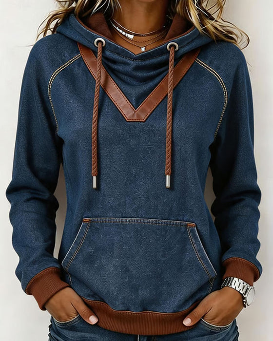 Patchwork Long Sleeve Hoodie