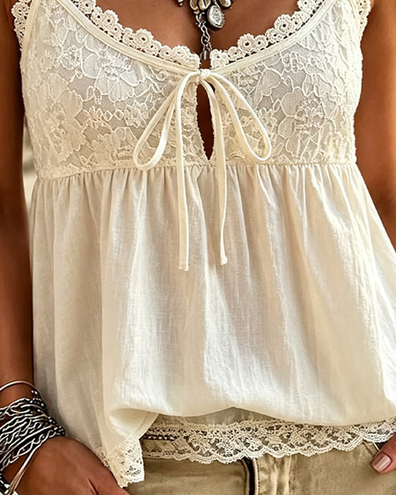 Lace Tie Strappy Cami Top