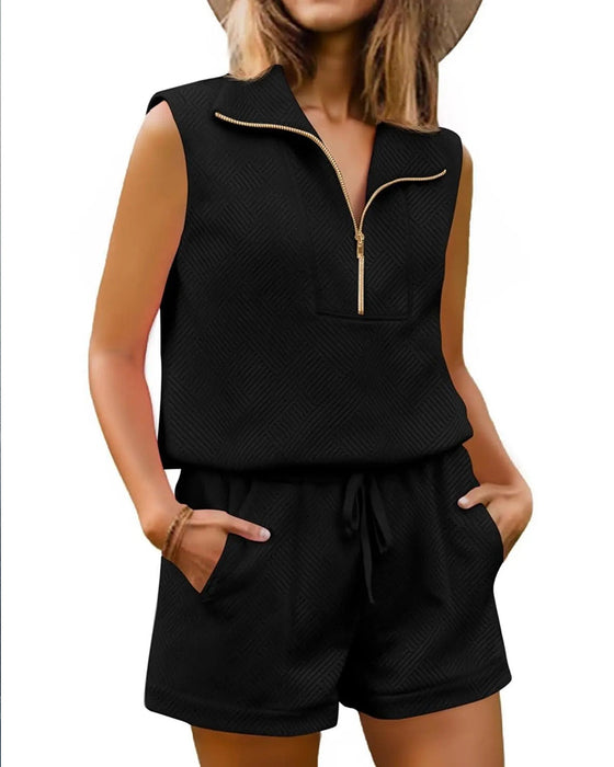 Half-Zip Top and Shorts Two-Piece Set