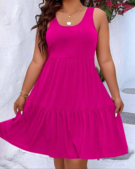 Double Layer Tiered Ruffle Tank Dress