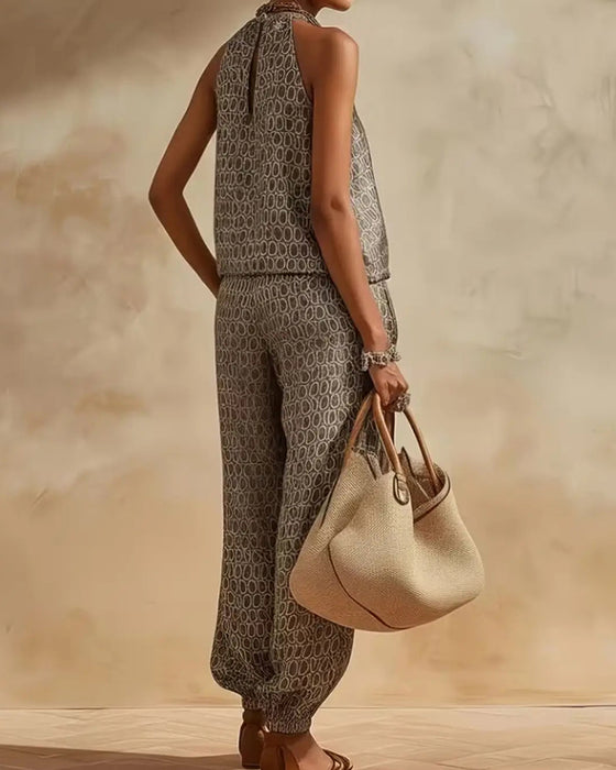 Geometric Halter Jogger Set