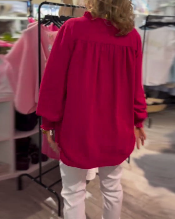 V-Neck Pullover Loose Casual Blouse