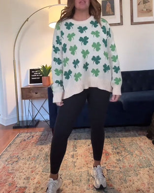 Casual Crew Neck Lucky Pullover