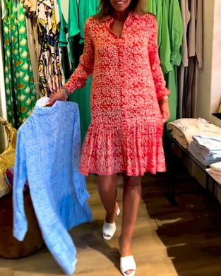 V-neck floral print lapel dress