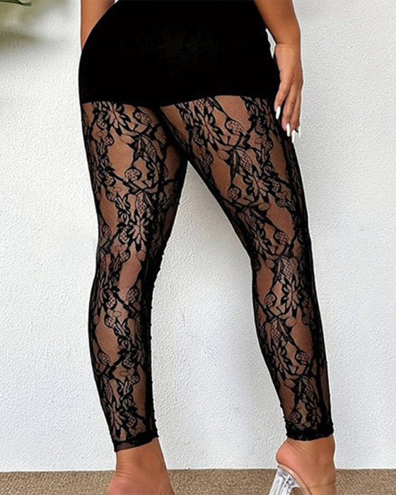 Sheer Lace Skinny Pants