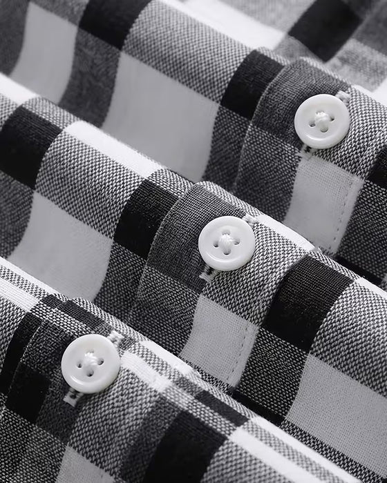 Lapel Checkered Short Sleeve Casual Shirt