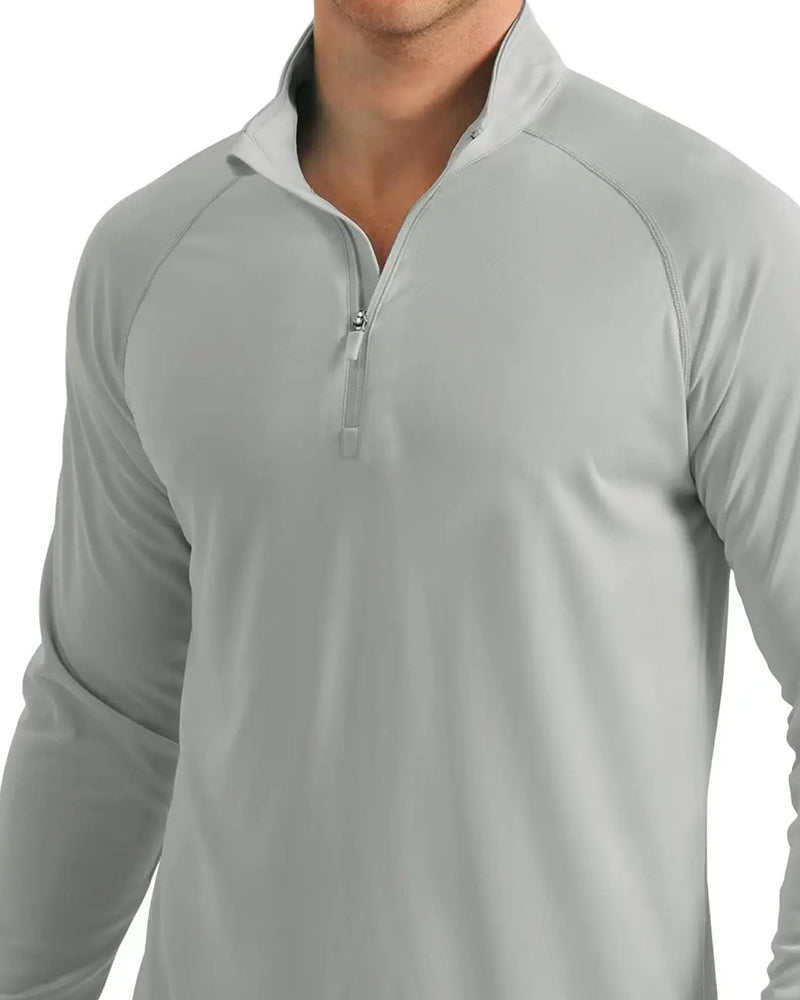 Men's Zip Stand Collar Long Sleeve Top