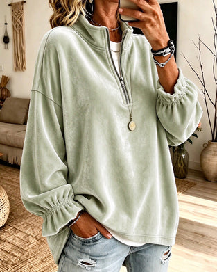 Stand Collar Zipper Sweatshirt