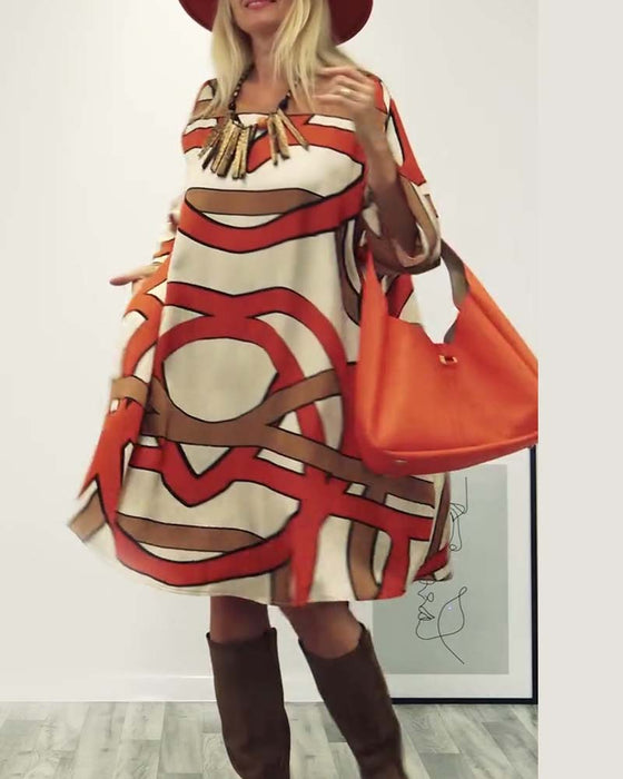 Round neck printed dress