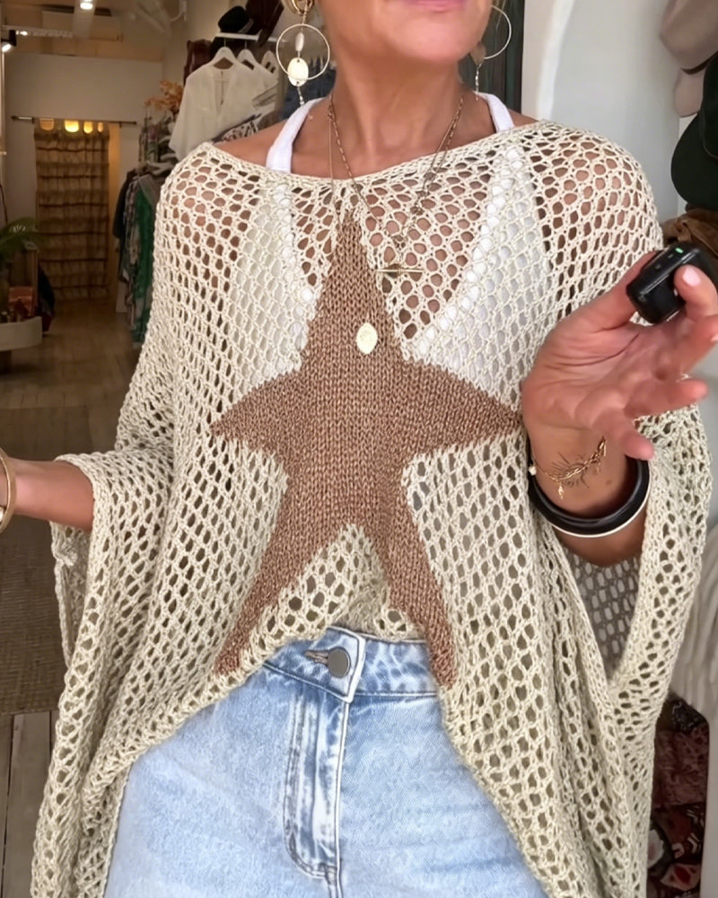 Hollow-out Star Pattern Loose Pullover
