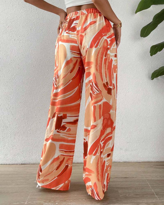 Casual printed wide-leg pants