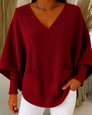 Long Sleeves With Pockets And A V-Neck Pullover