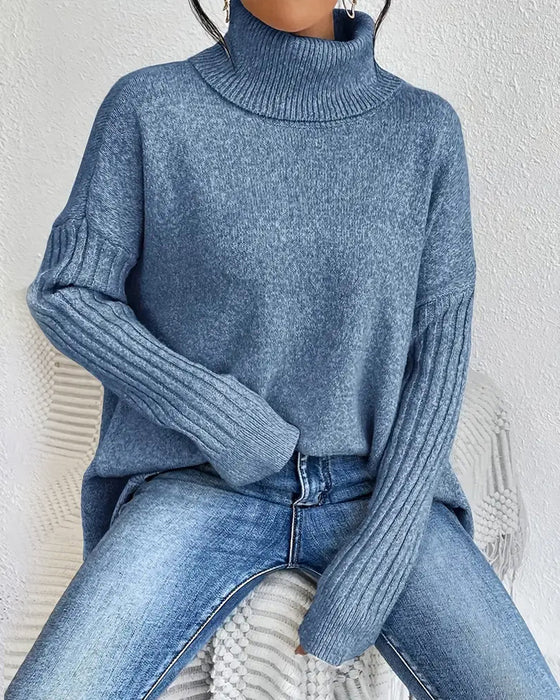 High Collar Irregular Loose Sweater