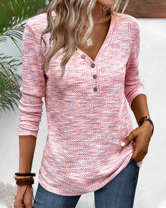 V-neck buttoned casual top