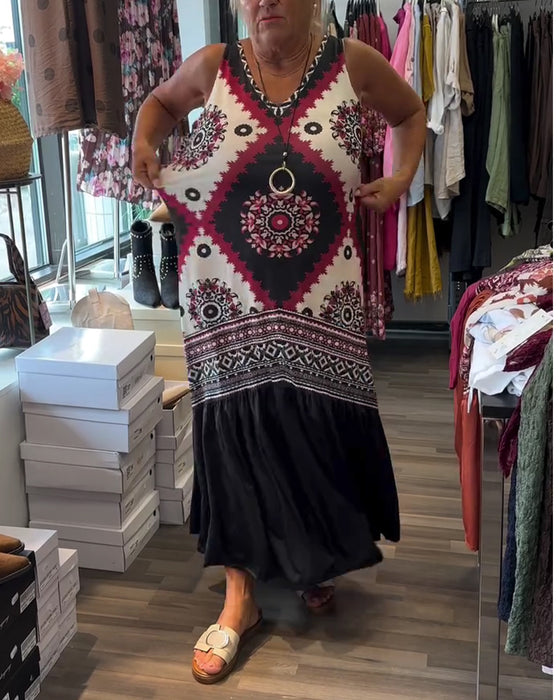 V-Neck Sleeveless Full Skirt Dress